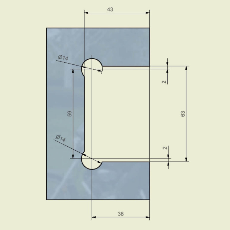 Encoche pour le verre de 8 à 10mm