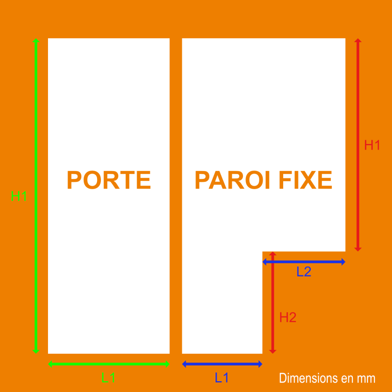 Paroi de douche sur assise de douche et porte - Côtes