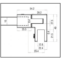 SQUARE Barre de stabilisation- pour verre de 6 à 10mm