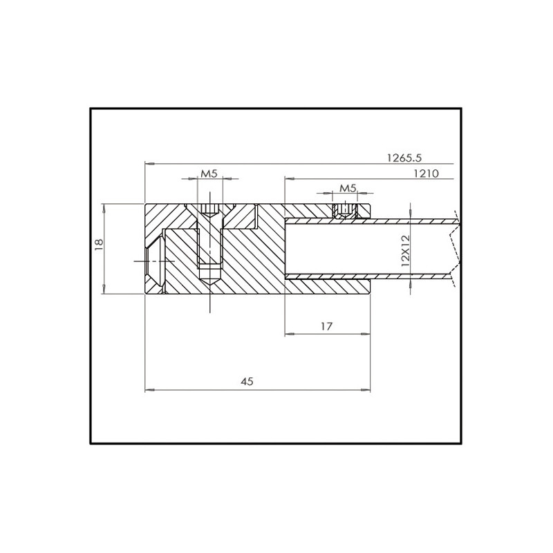 SQUARE Barre de stabilisation- pour verre de 6 à 10mm