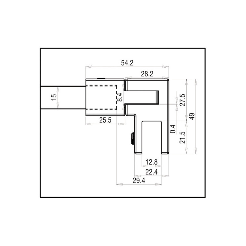 SQUARE Barre de stabilisation- pour verre de 6 à 10mm