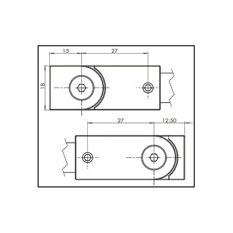 SQUARE Barre de stabilisation- pour verre de 6 à 10mm