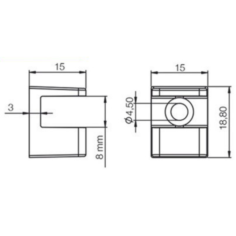 Lot de 4 taquets d'étagère - Cromwell - dimensions